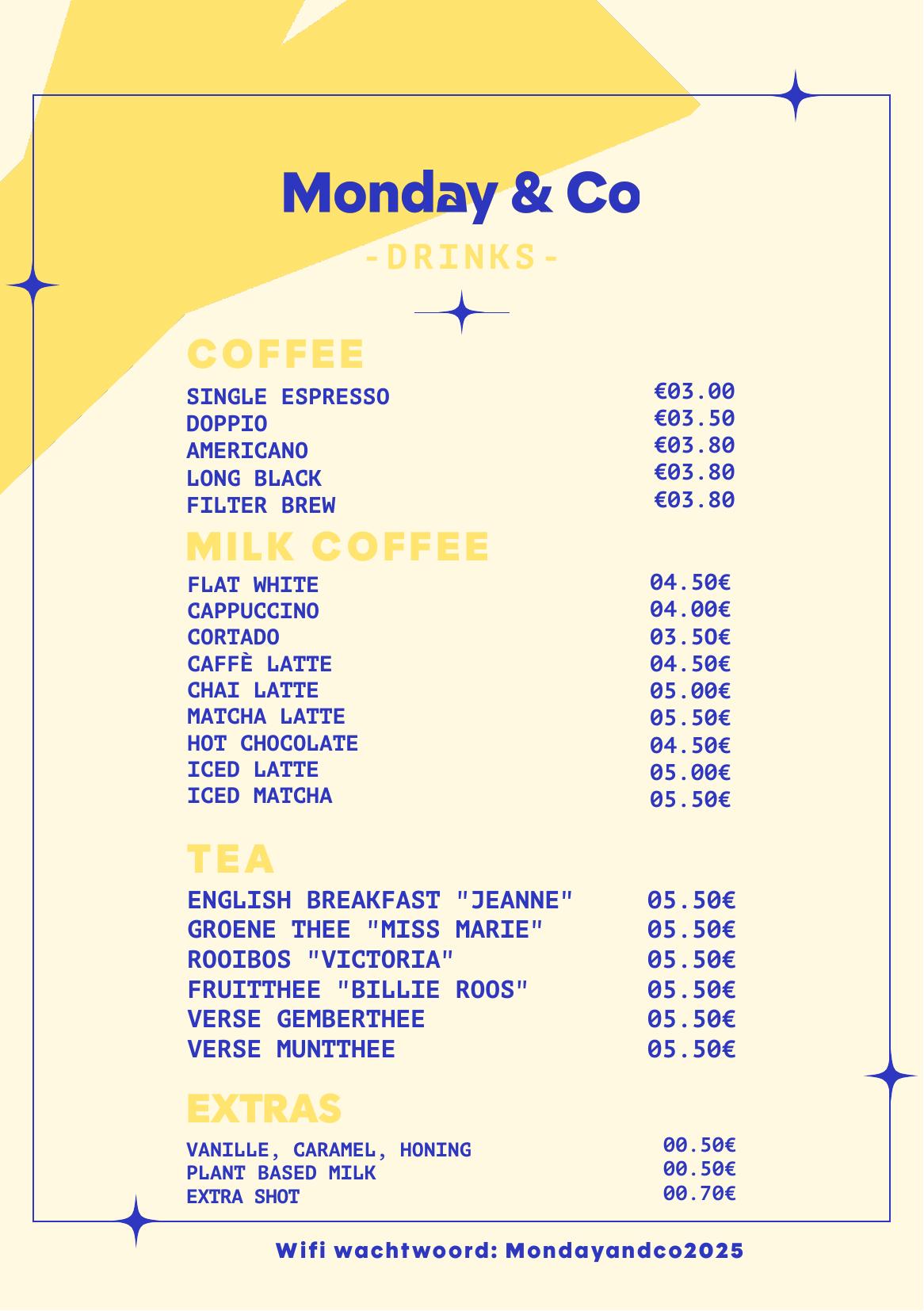 Monday & Co drinks menu deel 1