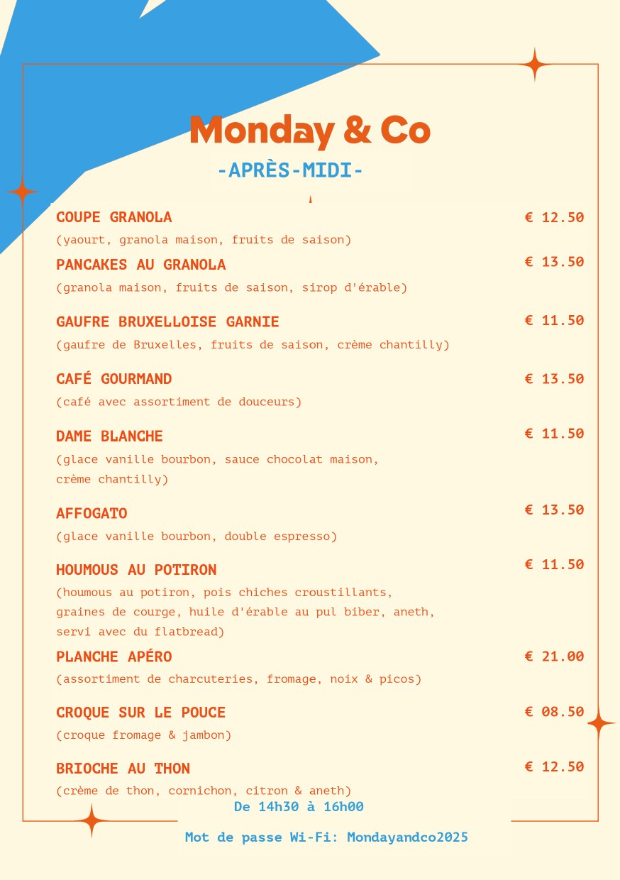 Carte goûter Monday & Co
