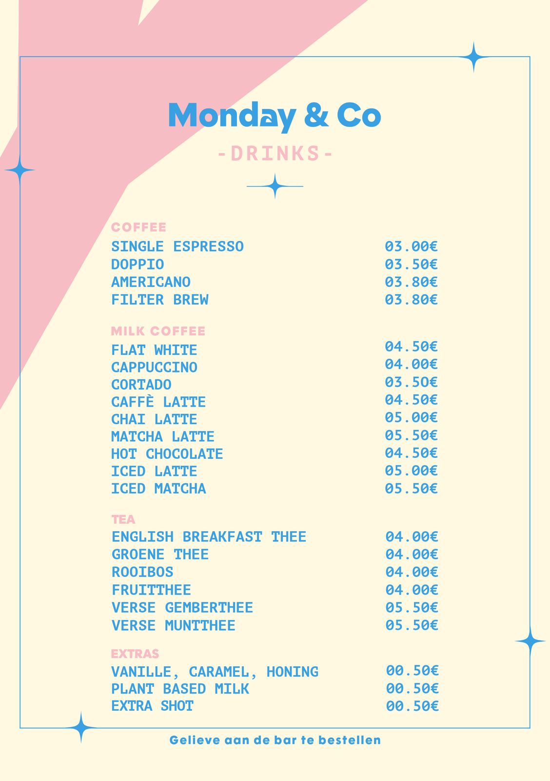 Monday & Co drinks menu deel 1