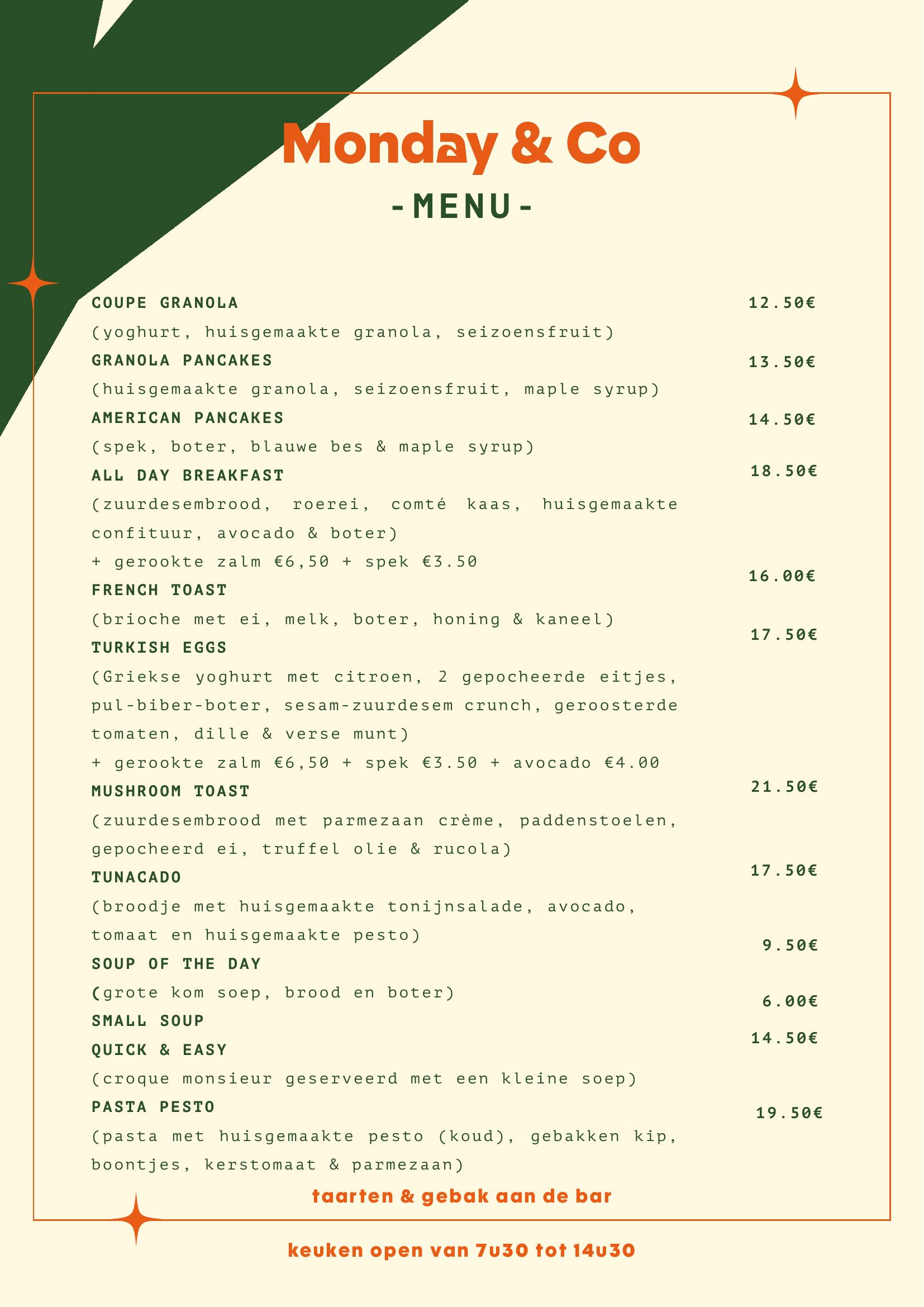 Monday & Co food menu deel 1