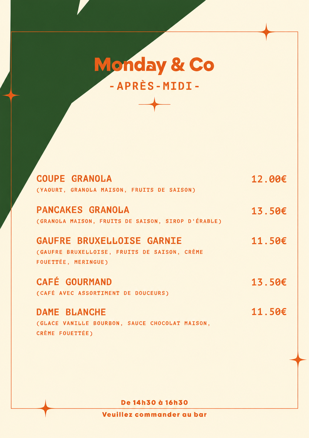 Carte goûter Monday & Co