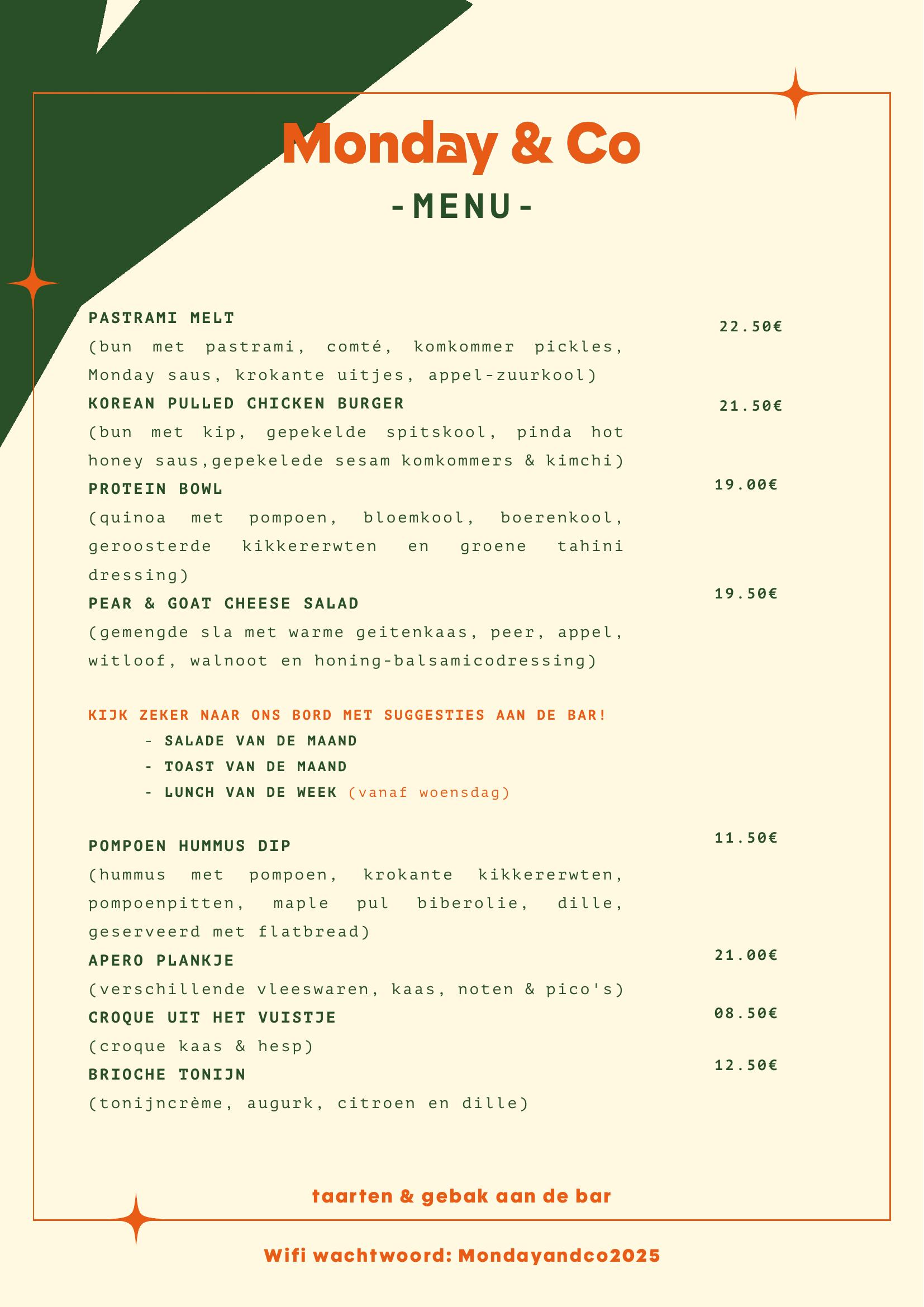 Monday & Co food menu deel 2
