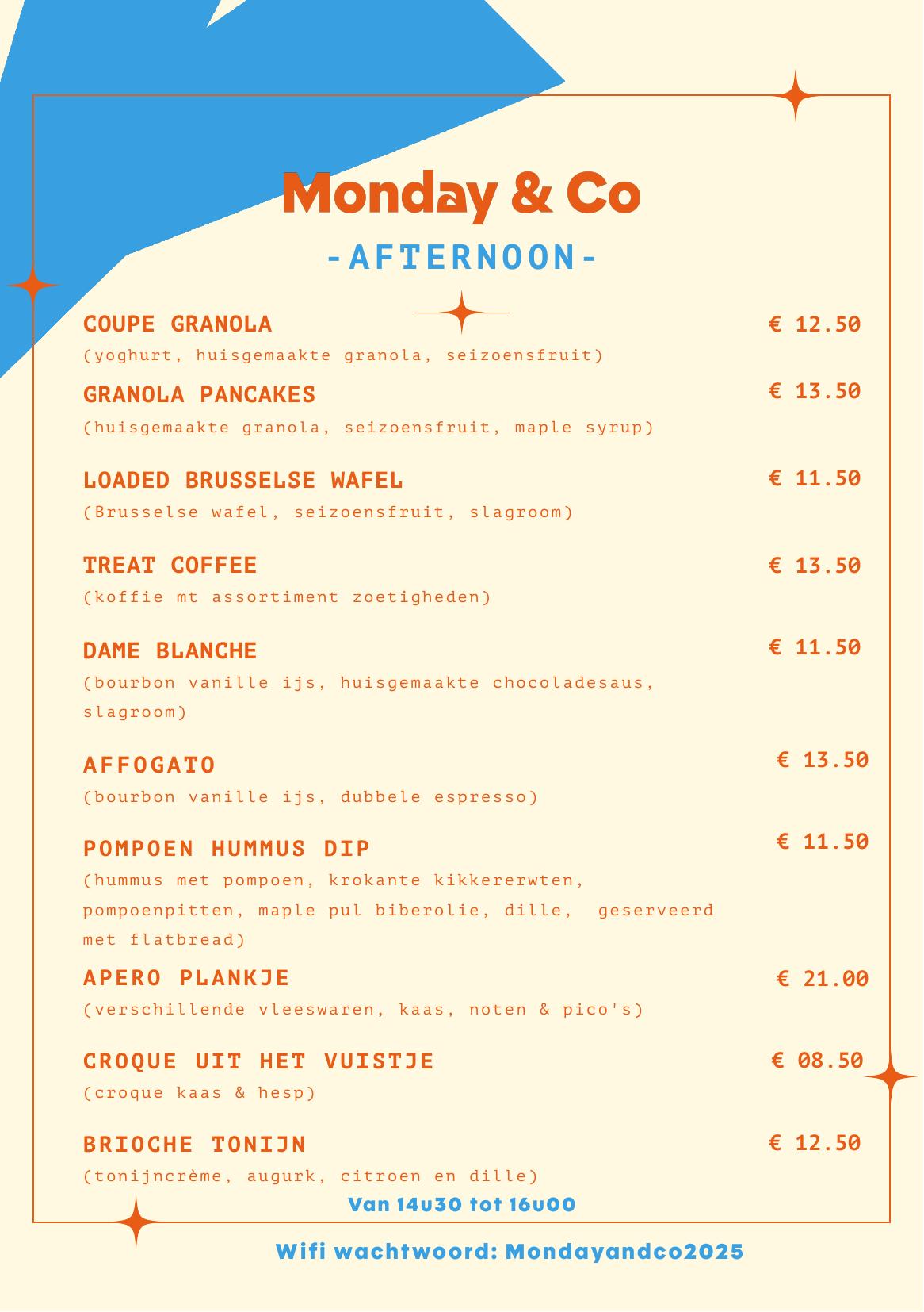Monday & Co afternoon menu